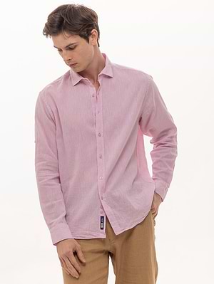 BGS punk shirt linen חולצת פשתן צבע ורוד