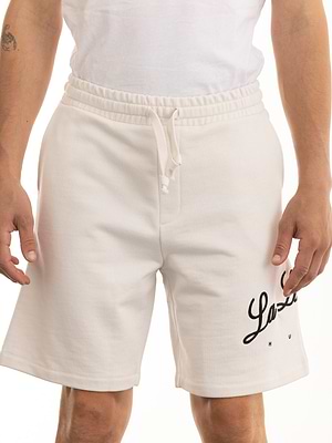 HUGO short pants cream מכנס קצר בצבע לבן עם רקמה (חלק מסט)