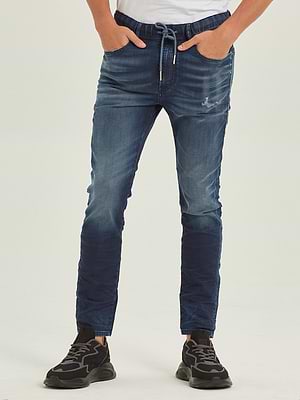 DIESEL jeans jogg גינס בצבע כחול כהה משופשף קרעים - 30