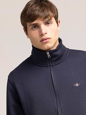 GANT navy sweatshirt zip small logo shield גאנט סווטשרט ריצרץ לוגו קטן בצבע כחול כהה