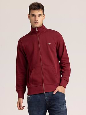 GANT bourduex sweatshirt zip small logo shield גאנט סווטשרט ריצרץ לוגו קטן בצבע בורדו