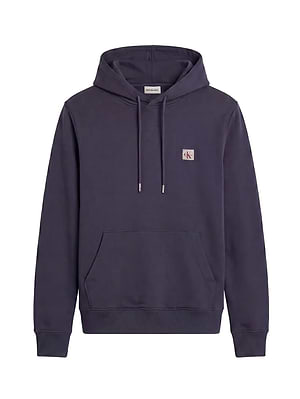 CALVIN KLEINCL ls 350 terry  wvn lbl hoodie קפוצון בצבע נייבי עם לוגו ריבוע לבן CK