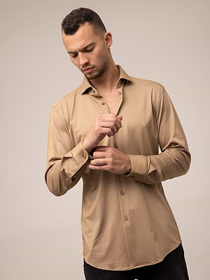 HUGO BOSS brown slim fit Buttoned shirt חולצה מכופתרת בצבע חום