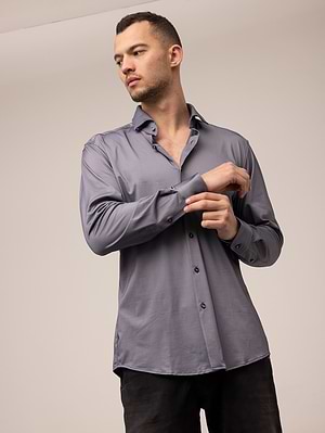 HUGO BOSS gray slim fit  Buttoned shirt חולצה מכופתרת בצבע אפור