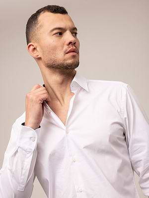 HUGO BOSS white slim fit easy iron Buttoned shirt חולצה מכופתרת בצבע לבן