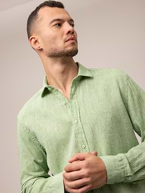 BGS green shirt linen חולצת פשתן צבע ירוק
