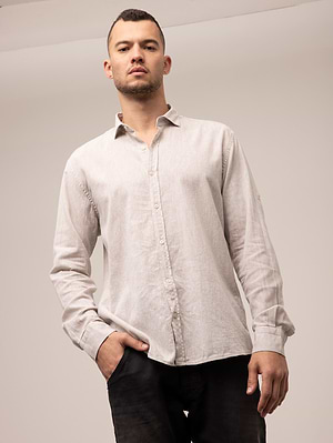 BGS biege shirt linen חולצת פשתן צבע בז'