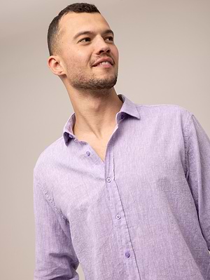 BGS light purple shirt linen חולצת פשתן צבע סגול