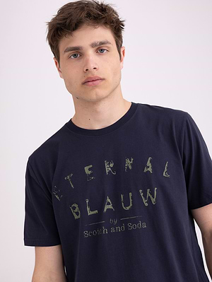 SCOTCH AND SODA navy logo חולצה בצבע נייבי הדפס blauw