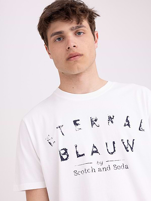 SCOTCH AND SODA white logo חולצה בצבע לבן הדפס blauw