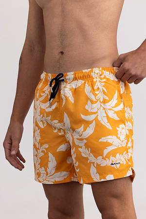 GANT swimshort orange whiteבגד ים בצבע כתום פרחים לבנים