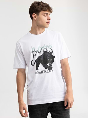 BOSS orange white panter logo t shirt חולצה בצבע לבן פנתר - s
