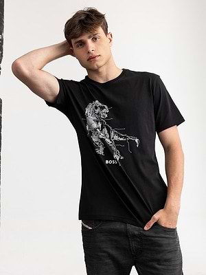 BOSS orange black dino logo t shirt חולצה בצבע שחור דינוזאור