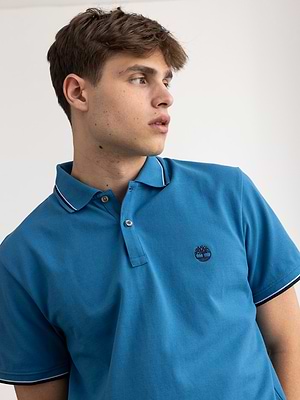 slim fit TIMBERLAND blue stripe polo פולו בצבע כחול - m