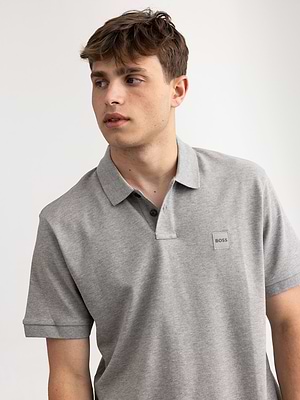 BOSS polo gray melanze חולצת פולו בצבע אפור טניס