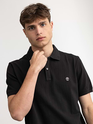 regular fit TIMBERLAND black polo פולו בצבע שחור עם לוגו המותג בעיגול - m