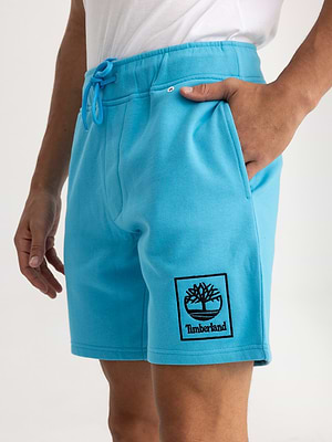 TIMBERLAND blue small logo short pants מכנס קצר בצבע כחול עם רקמה - xxl