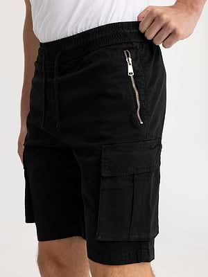 RAPPER short cargo pants דגמח קצר בצבע שחור ריצרץ