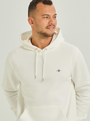 GANT white shield hoodie גאנט קפוצון לבן לוגו קטן