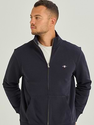 GANT shield full zip sweat גאנט סווטשירט נייבי ריצרץ לוגו קטן