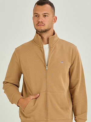 GANT shield full zip sweat גאנט סווטשירט חום ריצרץ לוגו קטן