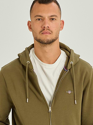 GANT shield full zip hoodie גאנט קפוצון ירוק זית ריצרץ לוגו קטן
