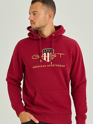 GANT bourduex gold big logo קפוצון בצבע בורדו עם רקמה זהב - S