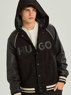 HUGO black jacket logo מעיל ג'קט עם כפתורים ולוגו בחזית