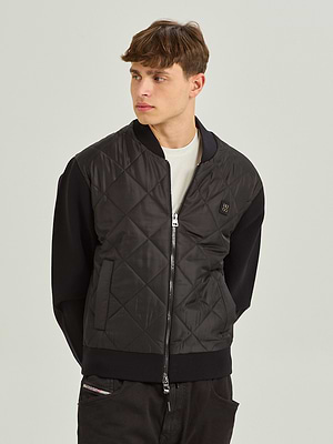 HUGO jacket black hugo ג'קט מעוינים לוגו צידי פלטה הוגו