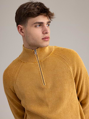 GANT washed rib half zip סריג חצי ריצרץ בצבע צהוב מעושן