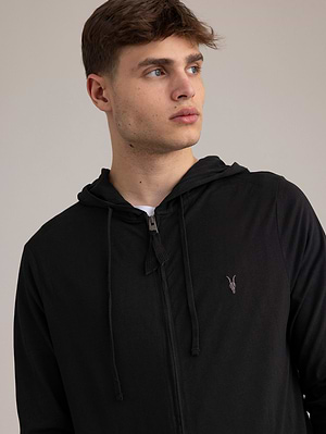 ALLSAINTS black hoodie zip קפוצון דק ריצרץ בצבע שחור