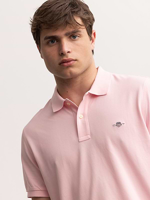 גאנט פולו בצבע ורוד GANT polo (slim fit) shield pink - XXL