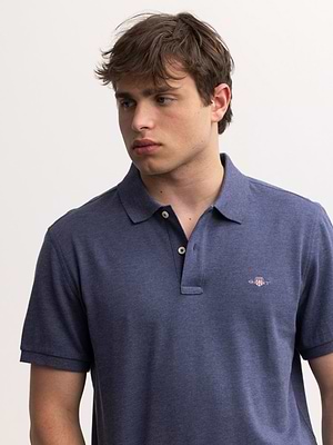 גאנט פולו בצבע כחול ג'ינס GANT polo (slim fit) shield blue jeans