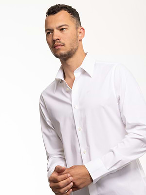 GANT slim strech poplin מכופתרת בצבע לבן ללא לוגו