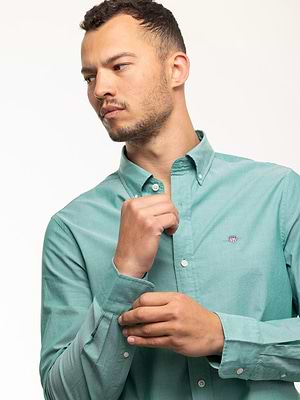 חולצה מכופתרת poplin GANT Slim Fit ירוק טורקיז
