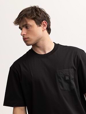 HUGO t shirt plata black חולצה שחורה הוגו לוגו פלטה