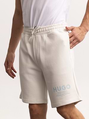 HUGO cream light blue hugo מכנס קצר הוגו לוגו תכלת
