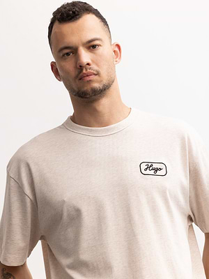 HUGO t shirt small logo back חולצה הוגו אפור מלאנז לוגו צידי ורקמה בגב