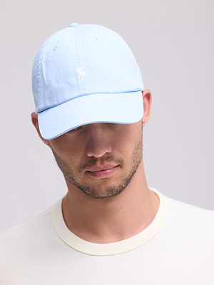 RALPH LAUREN Cotton Chino Ball Cap  כובע בצבע תכלת עם סוס לבן