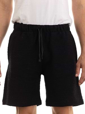 PALM MYKONOS short pants black מכנס סריג צבע שחור מגבת M23