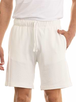 PALM MYKONOS short pants cream  מכנס סריג צבע לבן נקודות M20