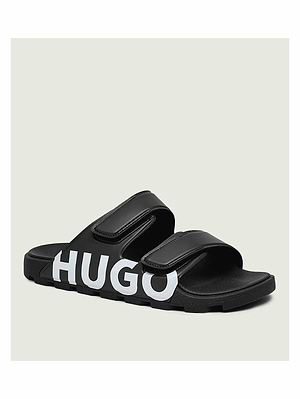 HUGO sandal black white כפכפים הוגו שחור לוגו לבן
