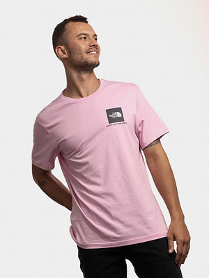 THE NORTH FACE pink black t shirt חולצה בצבע ורוד עם ריבוע שחור