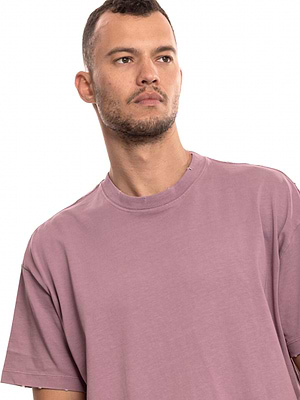 PALM MYKONOS purple oversize t shirt חולצה אוברסייז בצבע סגול בייסיק עם קרעים (חלק מסט) - M