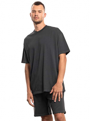 PALM MYKONOS dark gray oversize t shirt חולצה אוברסייז בצבע אפור כהה בייסיק עם קרעים (חלק מסט)