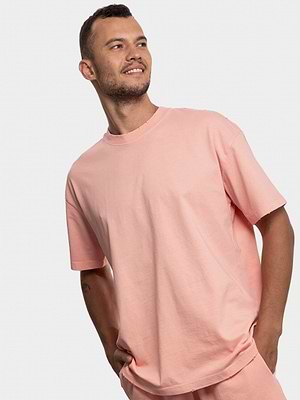 PALM MYKONOS peach oversize t shirt חולצה אוברסייז בצבע אפרסק בייסיק עם קרעים (חלק מסט) - xxl