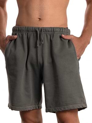 PALM MYKONOS green short pants מכנס ירוק אבן אוברסייז קרעים (חלק מסט) - L