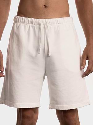 PALM MYKONOS white short pants מכנס לבן אוברסייז קרעים (חלק מסט)