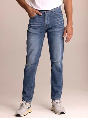 HUGO BOSS blue jeans SLIM FIT גינס קרעים בברך בצבע כחול משופשף