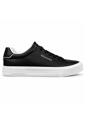 TOMMY HILFIGER rawly black 002  סניקרס בצבע שחור לוגו הילפיגר לבן סוליה לבנה